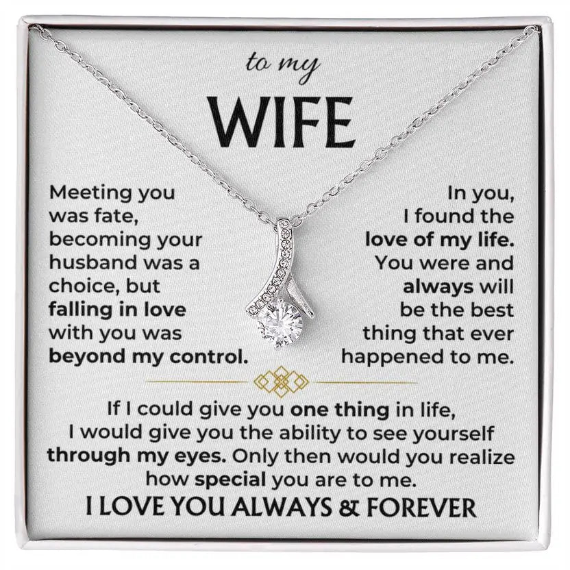 Necklace with a sentimental message card for a wife 